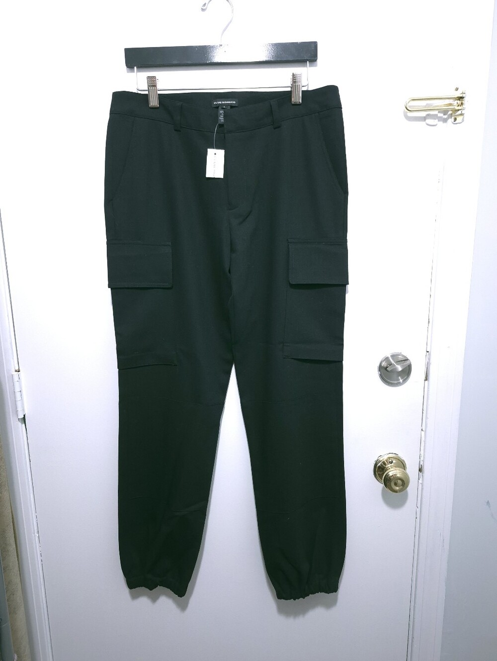 Club Monaco Solid Black 100% Wool Cargo Jogger Pant
